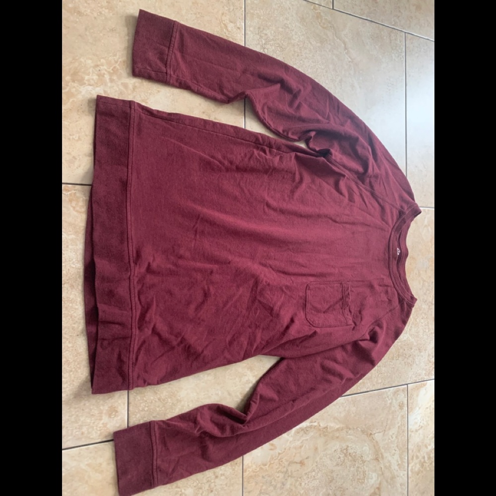 Zine Plain Red burgundy Long sleeve t shirt
